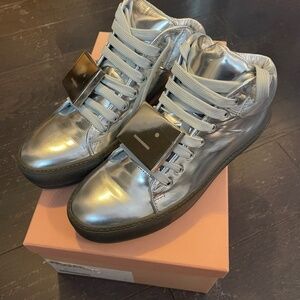 Acne Studios cleo metallic chrome emoticon plate leather sneaker size 38 women